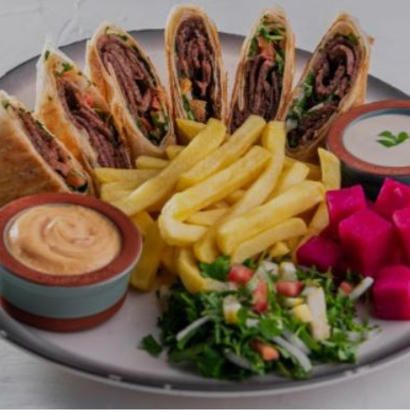 Shawarma Meat Sandwich Meal Plate